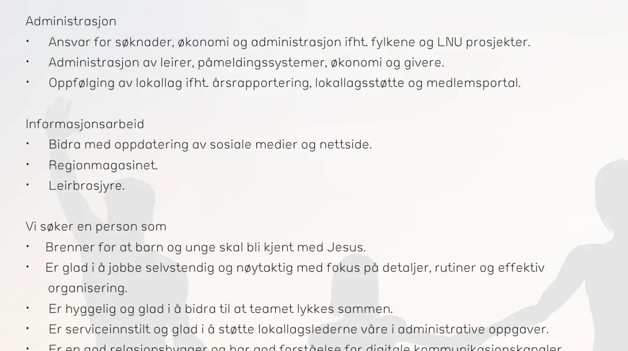 Stillingsannonse fra Acta og Normisjon region øst
