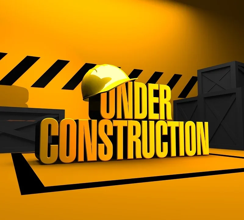 Gult bildet med teksten Under Construction